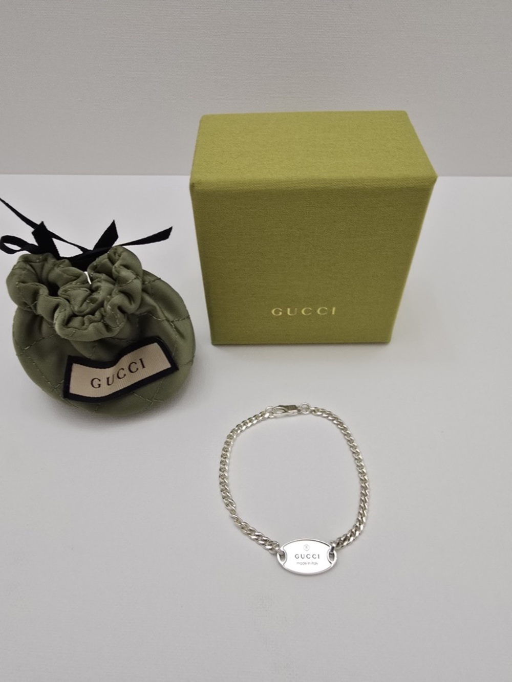 Gucci Sterling Silver Trademark Link Bracelet size 18 - Picture 1 of 6